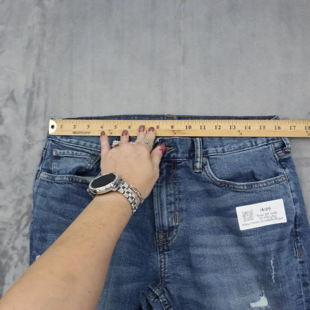 Old Navy Pants Mens 34 Blue Mid Rise 5 Pocket Design Flat Front Distressed Jeans